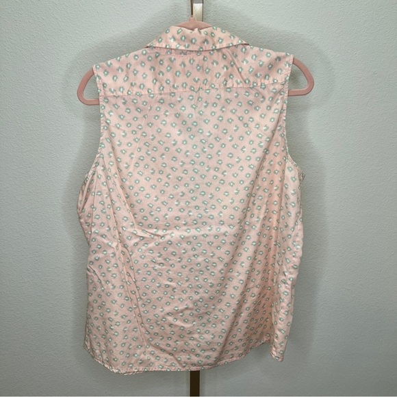 Cabernet women’s sleeveless button down shirt Peach & mint Large - Picture 7 of 7
